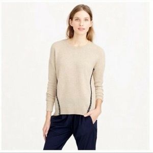 J.Crew Wool Metallic Braid Embelished Sweater XS oatmeal Beige 100% Wool B7946